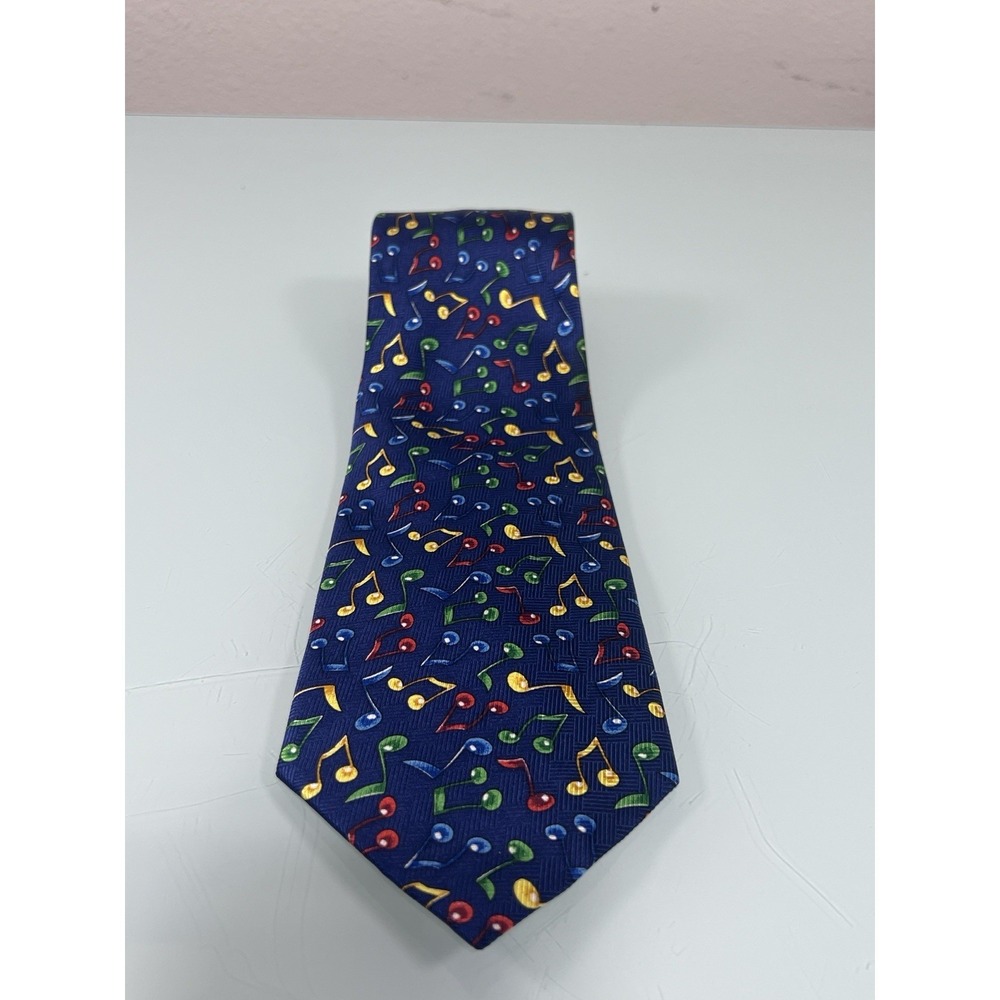 Puritan Silk Music Note Tie Blue Novelty Teacher Band Choir‎ Gift - Picture 2 of 6